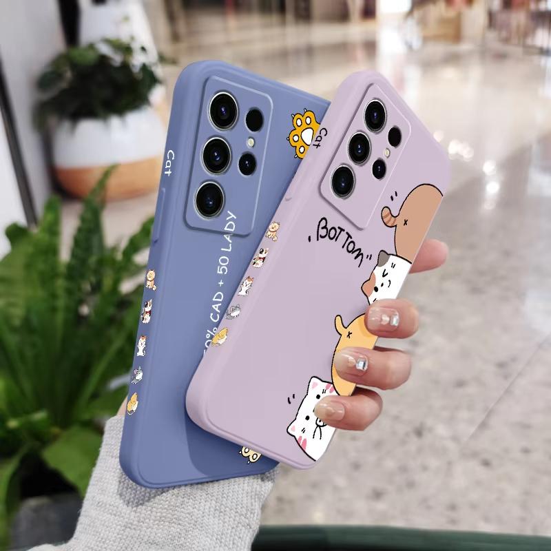 Cat Litter Phone Case For Samsung Galaxy S25 S24 S23 S22 S21 S20 Ultra Plus FE S10 Note 20 ultra 10 9 Plus Cover