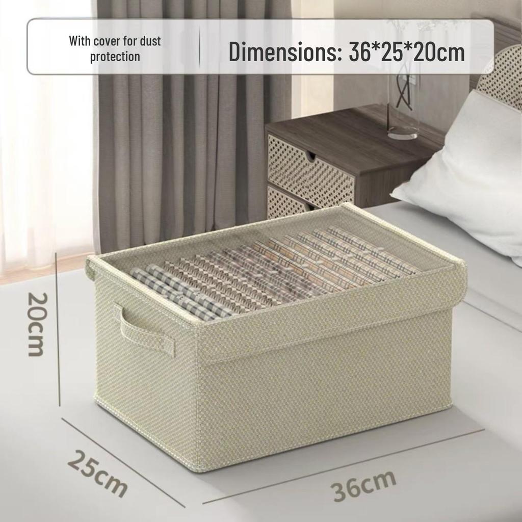 Fabric Drawer-Style Wardrobe Storage Box with Lid for Clothes and Pants