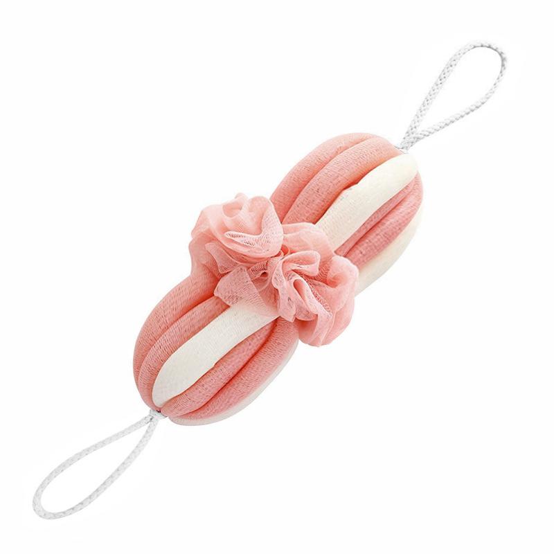 Large-sized Bath Sponge for Adults, Bath Towel for Scrubbing, Bath Flower with Pumpkin Shape, Stretchable Back Support Strip