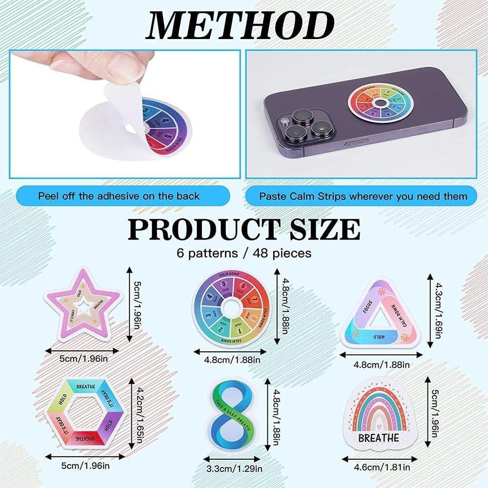 Calm Strips 24 stuks Motiverende Stickers Anti Stress Tactiele Ruwe Strips Waterdichte Esthetische Regenboog Stijl Gestructureerde Stickers