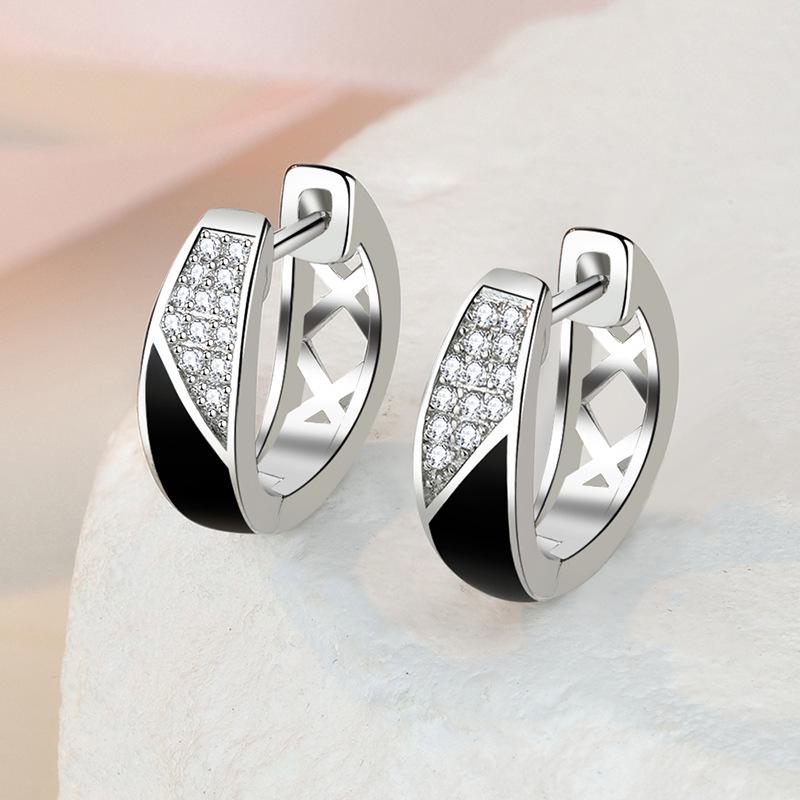 925 Sterling Silver Earrings Inlaid With Zircon Crystal Flower Earrings Charm Jewelry For Women Gift Engagement Ear Cuff
