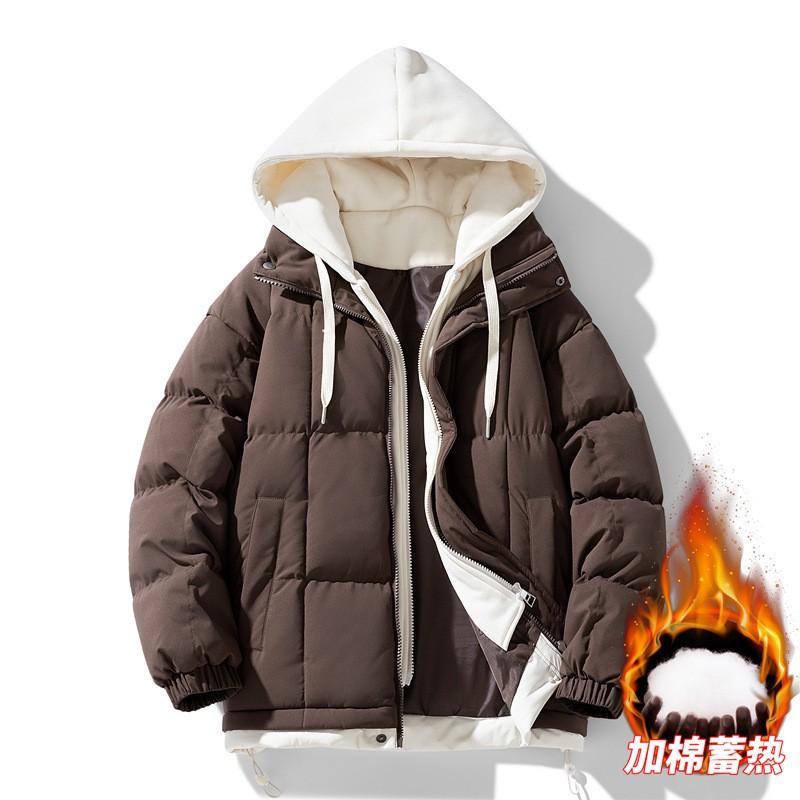 Mens Winter Hooded Puffer Jacket Oversized Thick Cotton Coat Casual Warm Outerwear Teens Adults