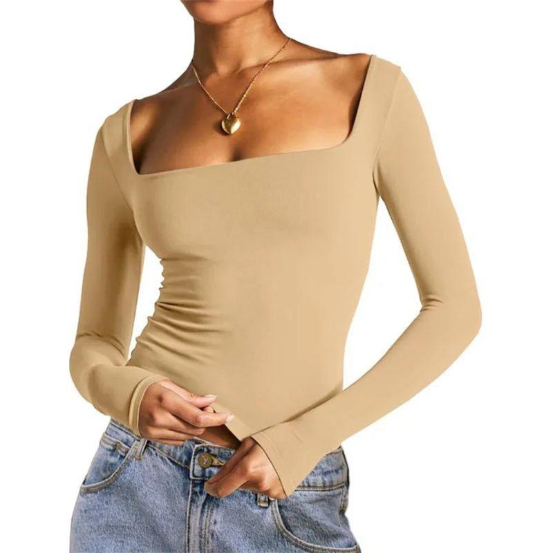 Long Sleeved Square Neck Sexy Base Shirt Long Sleeve Square-Neck Sexy Base Shirt