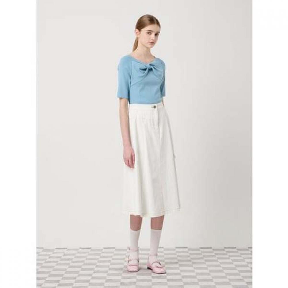 Cc Collect Pintuck Flare Denim Skirt C252psd431 WH (white)/66