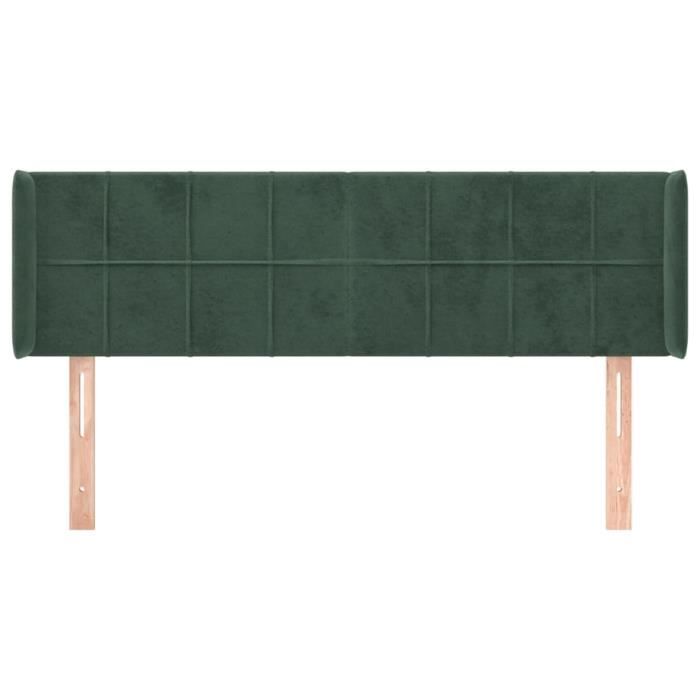 VidaXL Tête de lit avec oreilles Vert foncé 147x16x78-88 cm Velours3118819