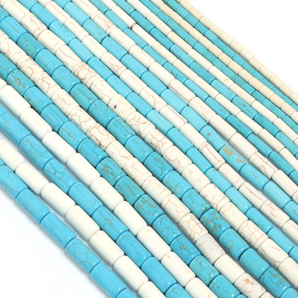 1 Strand Cylindrical Turquoise Beads Natural Stone Beads Tube Shaped Loose Spacer Beads For Jewelry Making DIY Accessories