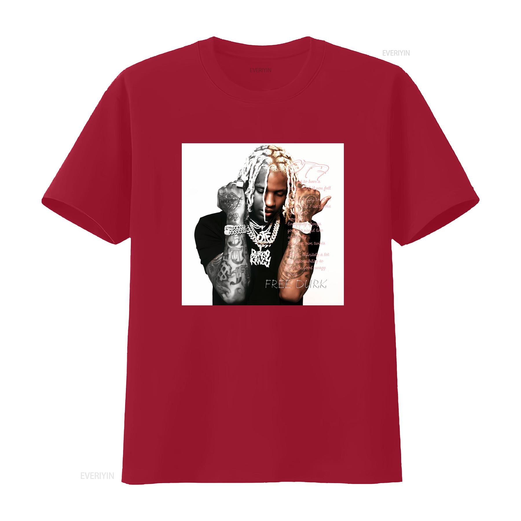 

Lil Durk T Shirt Heavy Cotton Free Design Hip Hop Style vintage Washed streetwear Versatile Slightly Stretched Soft S