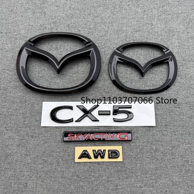 Para 2022 2023 2024 2025 CX-5 Emblemas Negros CX5 Parrilla Frontal Insignia del Maletero Logo AWD SKYACTIV Accesorios Pegatina de Decoración