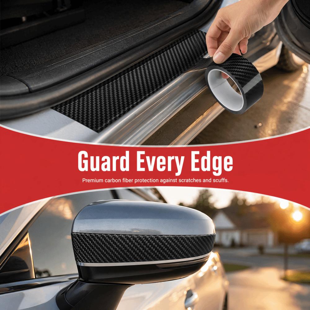 Black Threshold Guard Carbon Fiber Bumper Anti-Collision Strip  Pedal Wear Cover Up 5CM*3M
