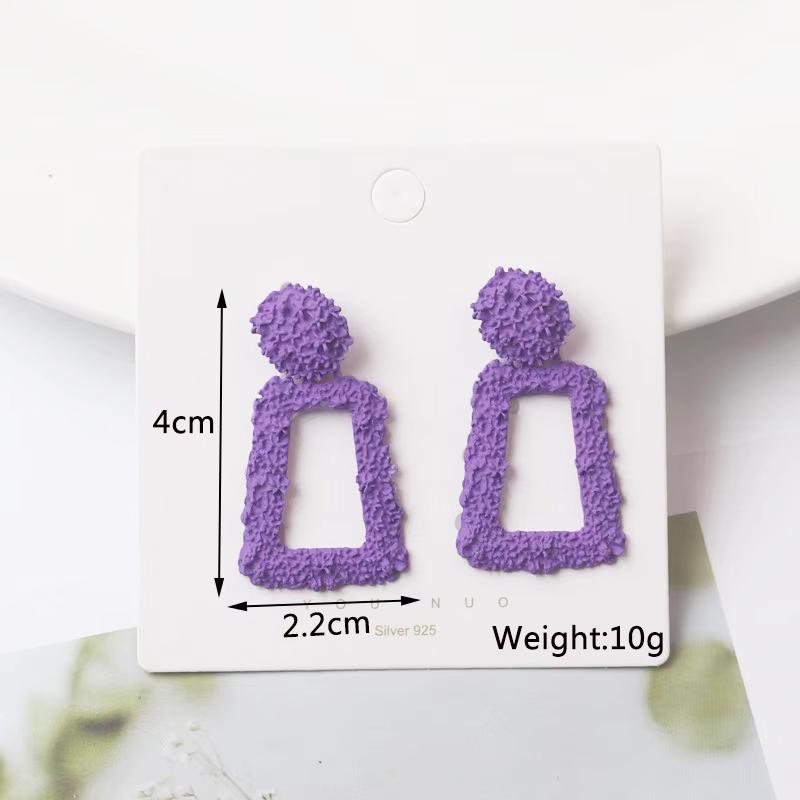 Square Long Hanging Earrings for Women Colorful Enamel Geometric Statement Dangle Earrings Girls Drop Earrings pendientes