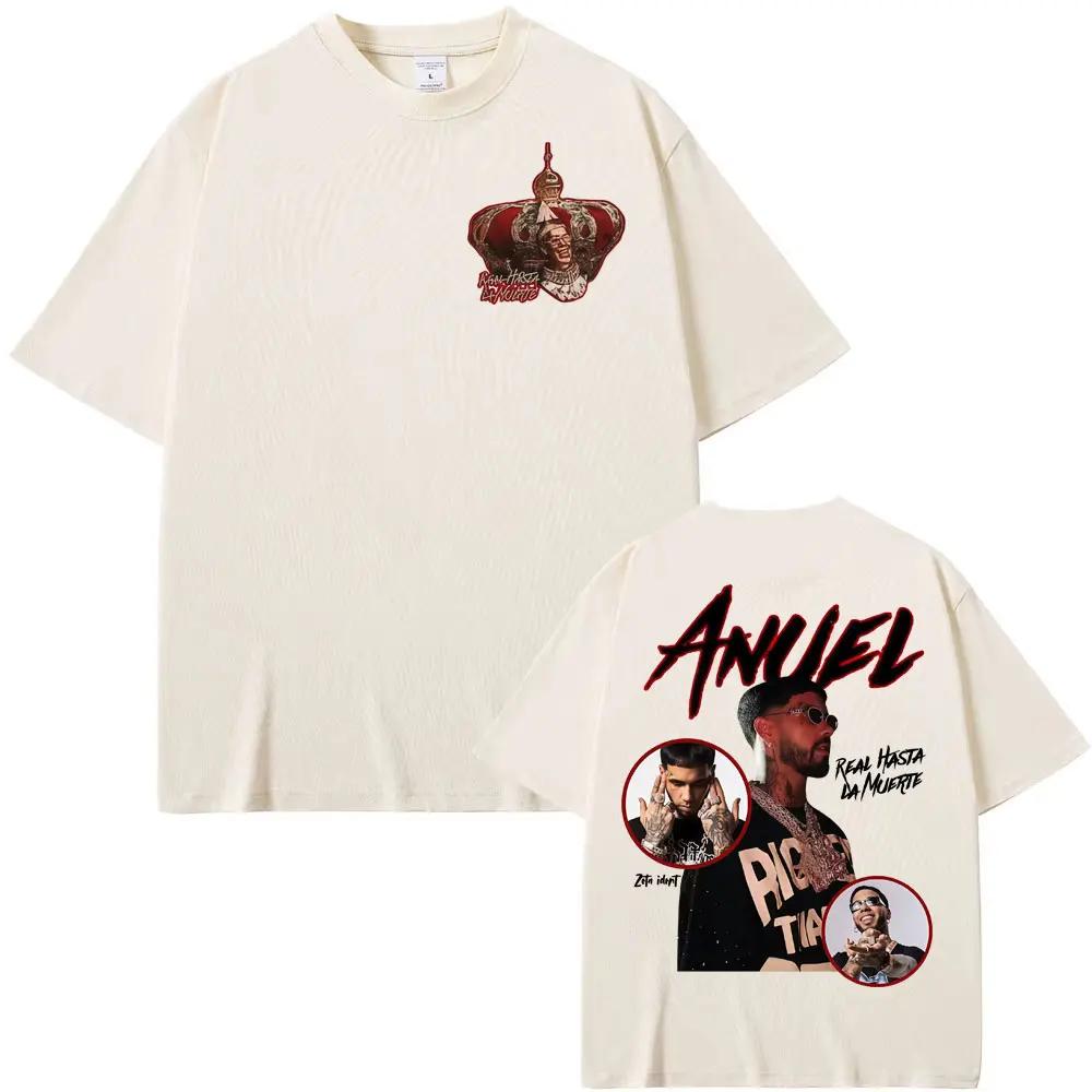 2026 New Summer Anuel AA Real Hasta La Muerte Graphic Tshirt Unisexs Retro Hiphop Pop Tshirt Loose 100 Cotton Tshirt S