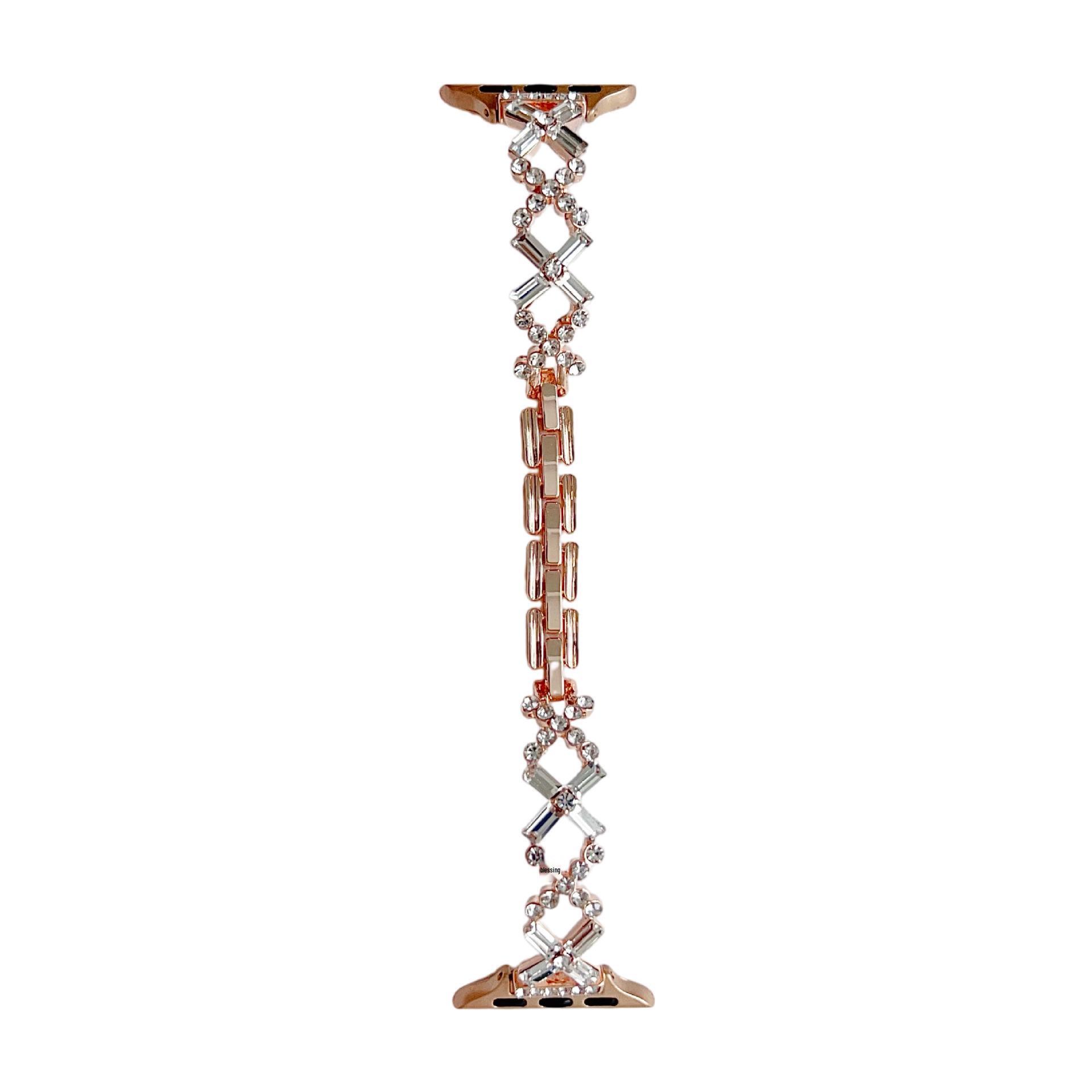 

Compatible with Apple Watch: Diamond-Studded Quilted Metal Strap for 11th Gen SE10/98. 14mm срібний
