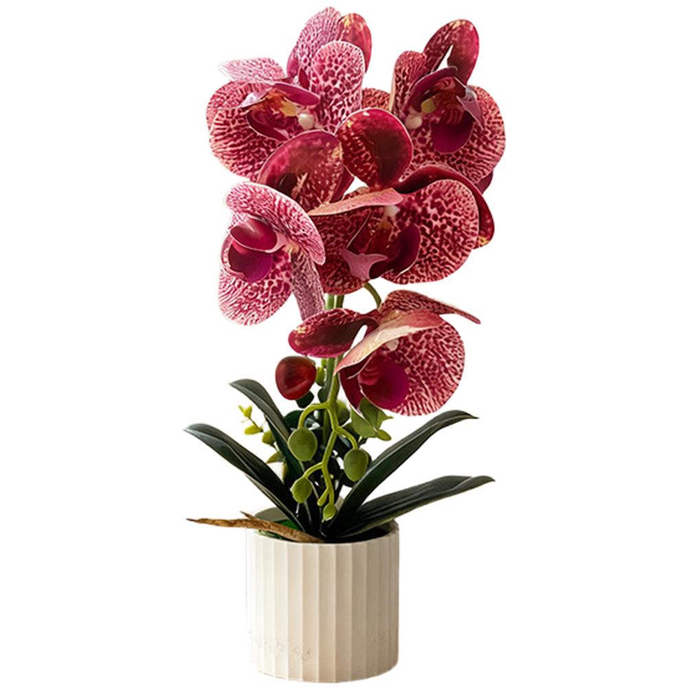Artificial Orchid Potted Plant Realistic Design Soft Glue Flower for Home Office Event Decor White Pink Black Options
