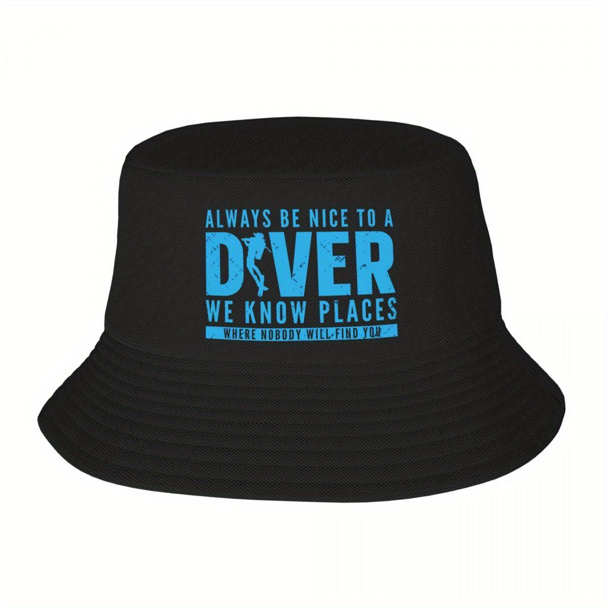 

Custom Scuba Diving Bucket Hat for Women Unisex Printed Dive Diver Quotes Summer Beach Sun Camping Cap