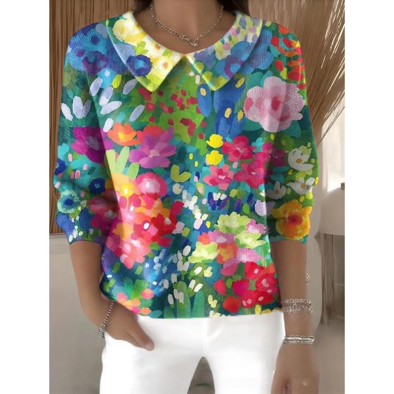 Womens Oversized Long Sleeve Crewneck Sweatshirt 2025 Fall Casual Pullover With 3D Print Acrylic Fabric