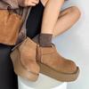 Mode Pelz Wohnungen Frauen Knöchel Schnee Stiefel Plattform Wildleder Plüsch Baumwolle Schuhe Marke Karree Frau 2025 Trend Neue Warme casual Botas Mujer