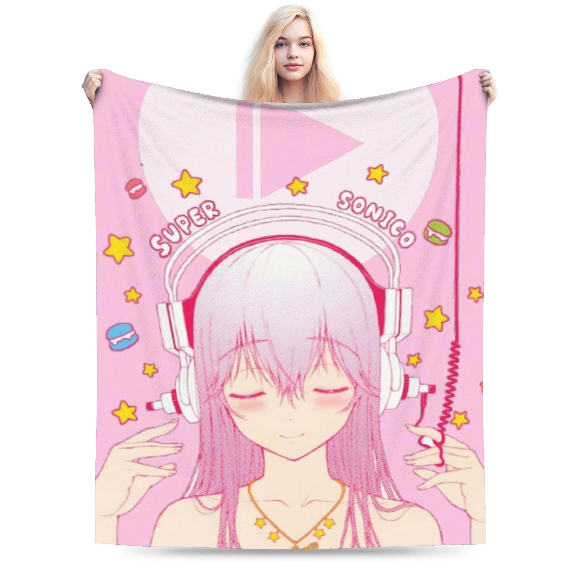 

Super Sonico Flannel Blanket Winter Warm Throw Blanket for Boy Girl Bedroom Graphic Bedspread Sofa Bed Cover 75x90cm