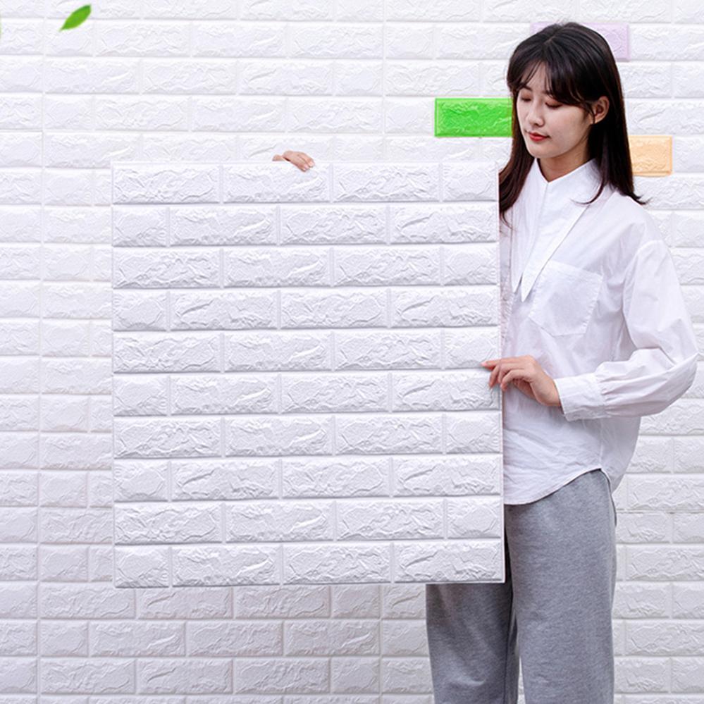 70cmX1m Brick Foam Panels 3D Wall Stickers Self-adhesive DIY Embossed Stone Wallpaper Home Decor Living Room Kitchen Decoration
