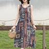 Rochie elegantă de vară pentru femei, mărime plus, haine vintage, rochie lungă fără mâneci