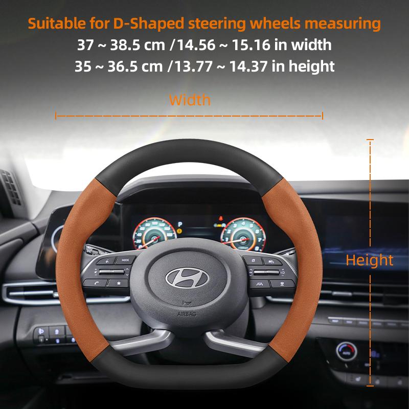 Suitable for Hyundai Suede Matte Carbon Fiber Texture Steering Wheel Cover I30 Tucson I20 Accent I10 I40 Kona Ix35 Grand Elantra Solaris Creta Getz