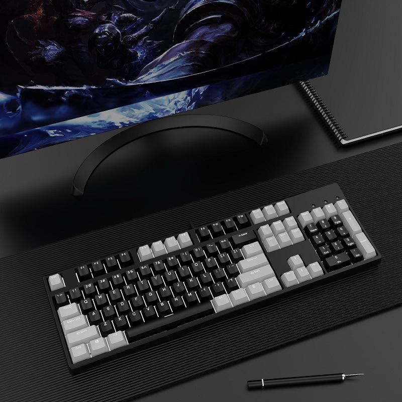 Hot-Swappable 104-Key Mechanical Gaming Keyboard for Girls, Wired, Blue/Black/Brown/Red Switches, Dual-Color Design
