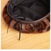 Women S Fashion Versatile Fleece Lined Leopard Print Beret Hat For Autumn Winter