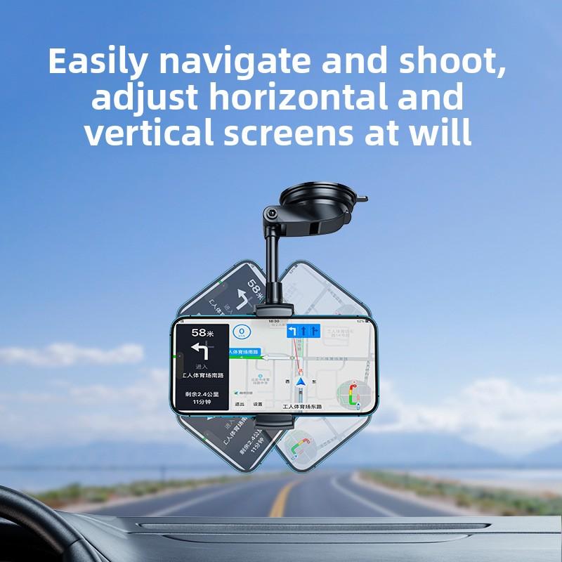 Car Bracket for Phones Car Phone Mount Dashboard Windshield Holder With Strong Suction Cup Adjustable Arm 360°Rotation