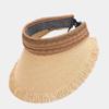 Portable Straw Visor Cap Solid Color Folding Sunshade Hat Top Air Cap Wide Brim Woven Cap  Summer