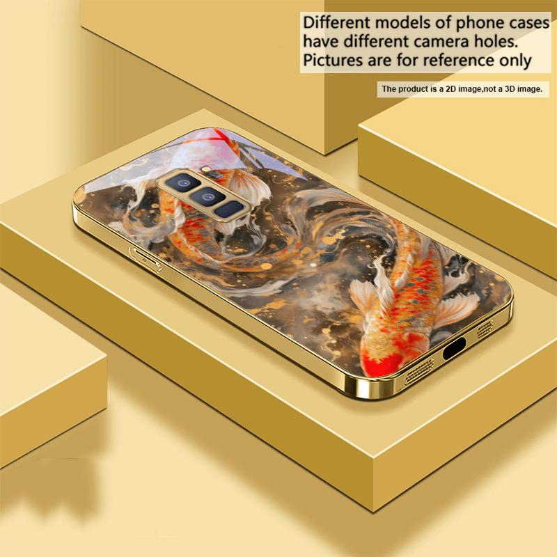 Lucky Orange Golden Koi For Samsung Galaxy S26 S20 FE S21 S22 S23 Plus S24 Ultra 25Ultra S21+ S9 S22 S8 Golden Glass Phone Case