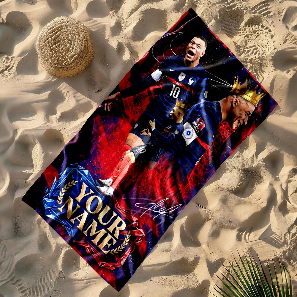 Mbappé Customized Name Beach Towel Super Soft Microfiber Quickdry Fabric Suitable for Sports Travel Swimming Yoga Bathroom Beach And Pool