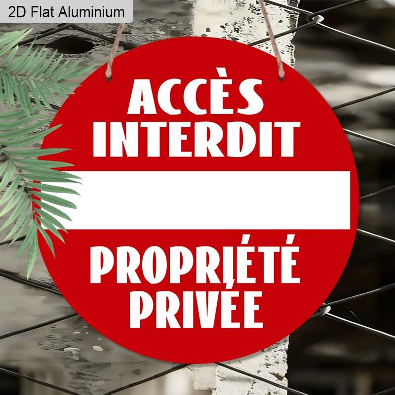 2D Flat 1pc Warning Aluminum Decoration Plaque, "Accès Interdit Propriété Privée" Lettering Sign, Gate Security Decor, Yard Security Decor, Home