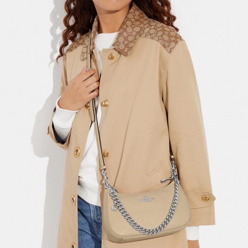 Coach Teri Pebbled Leather Portable Crossbody Bag, Shoulder Bag Regular Women's Ivory White CE556-SVIY