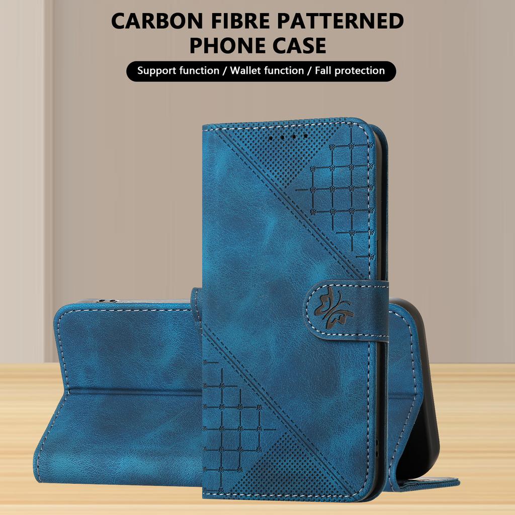 For Samsung Galaxy A16 5G/A16 4G Leather Wallet Case Butterfly Flower Imprinted Phone Cover with Strap