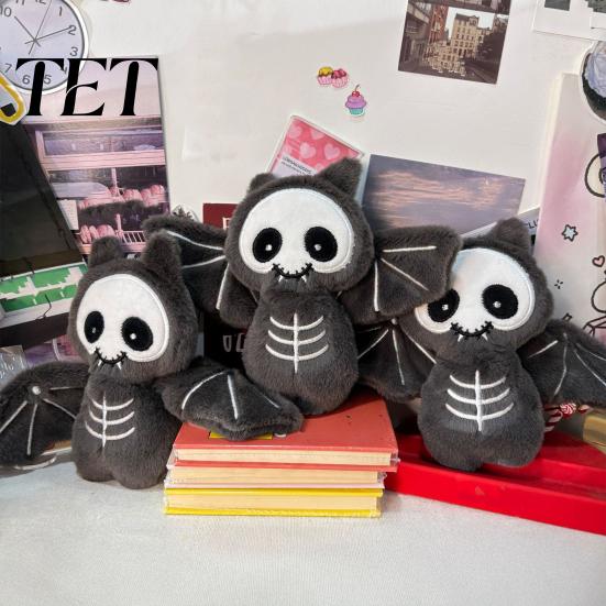 Soft PP Cotton Pendant Plush Bat Keychain, Cute Stuffed Skeleton Bag Charm, Gothic Backpack Decoration for Kids Spooky Animal Key Ring Accessory