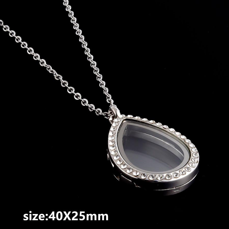 1pcs Alloy Pendant Magnet Locket Necklace Water Droplet Rectangle Heart Necklaces For Women Men DIY Photo Stainless Steel Chains