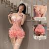 [Cherry Cake] Cherry Pink Small Breasts Gather Erotic Underwear with Fish Bone Pure Desire Bra Cake Skirt