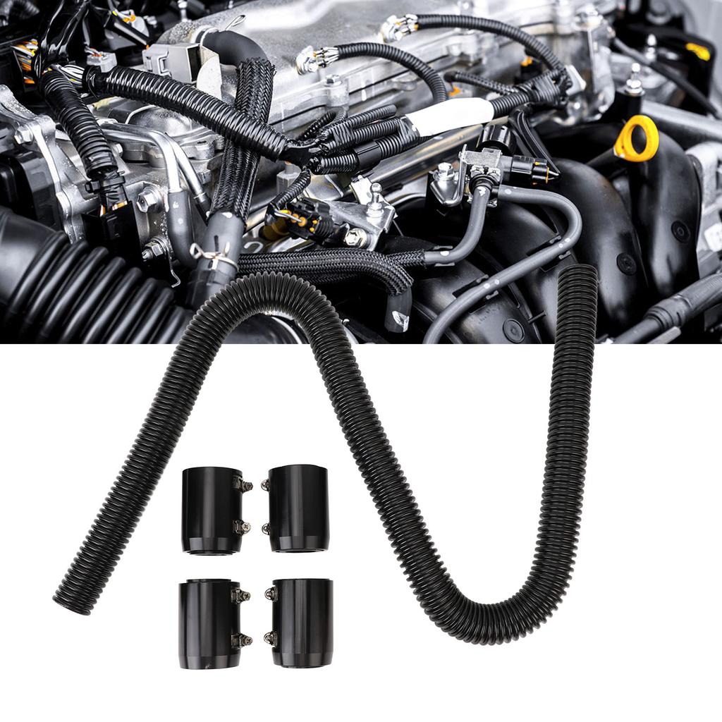 48inch Flexible Coolant Water Hose Kit Heat Resistant Stainless Steel Heat Dissipation Hose Set with 4