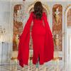 Cross-Border Elegant Women's Dress with Back Slit, Cape Sleeves, and Rhinestone Details