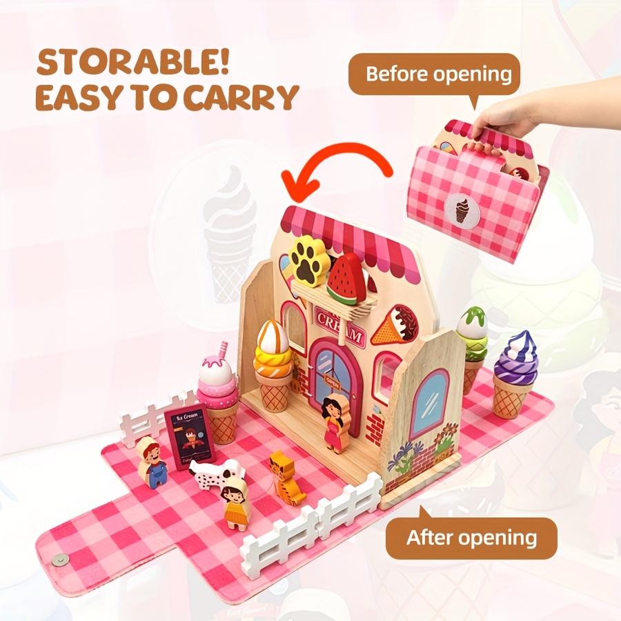 Wooden Educational Toy Ice Cream Pet Hospital Afternoon Tea Portable Set Bag Pretend Play Series Three Options Available