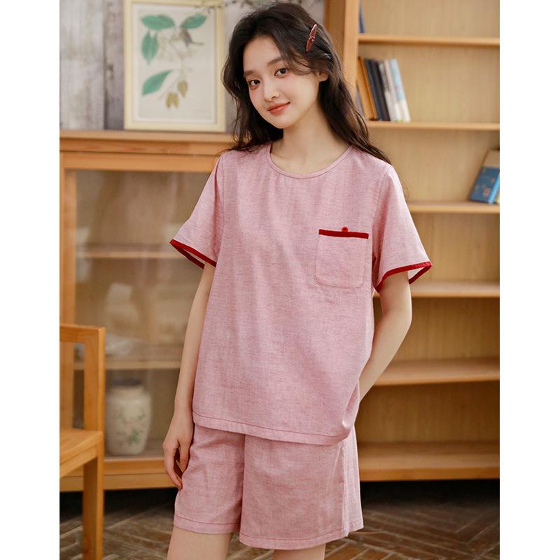 Summer new high-end casual cotton yarn short-sleeved short-sleeved women's pullover loungewear set 11
