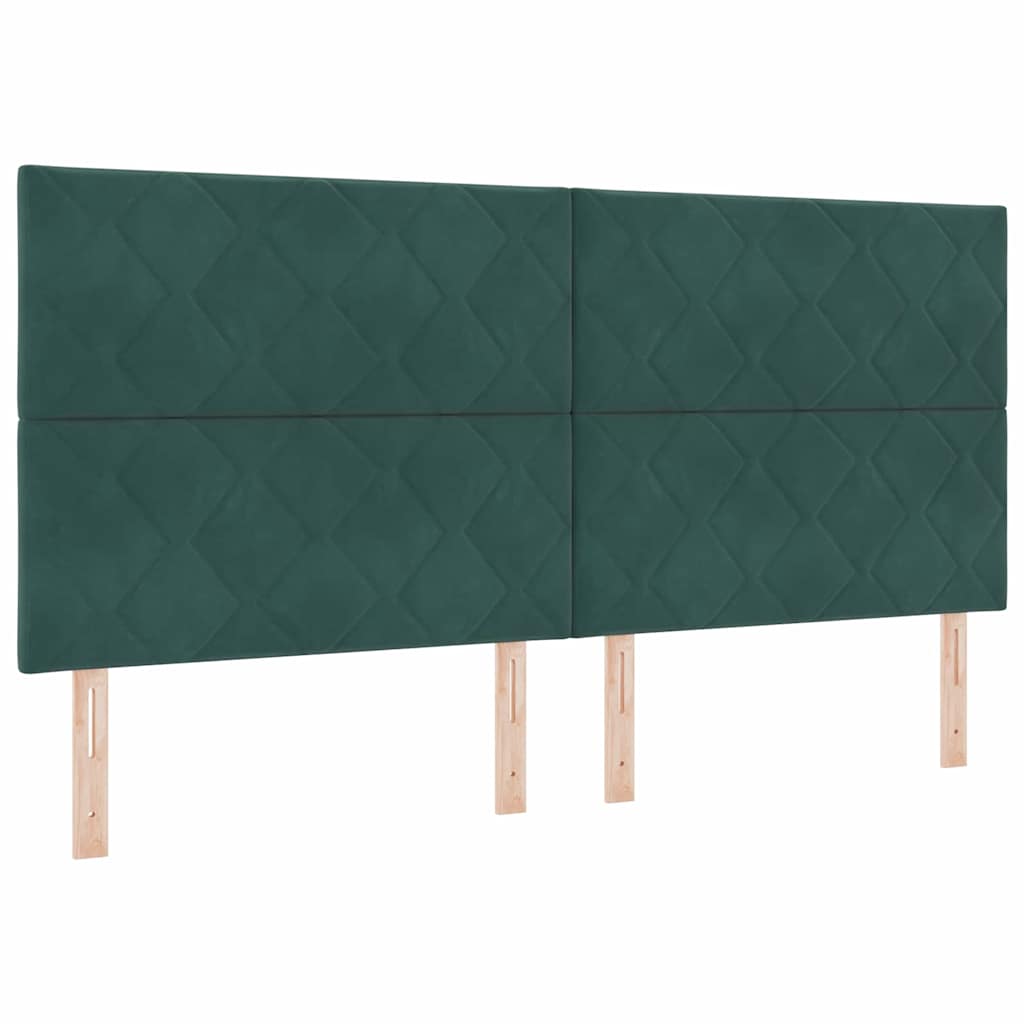 Boxspring Bed with LED Light Strips Dark Green 200 X 200 Cm Velvet