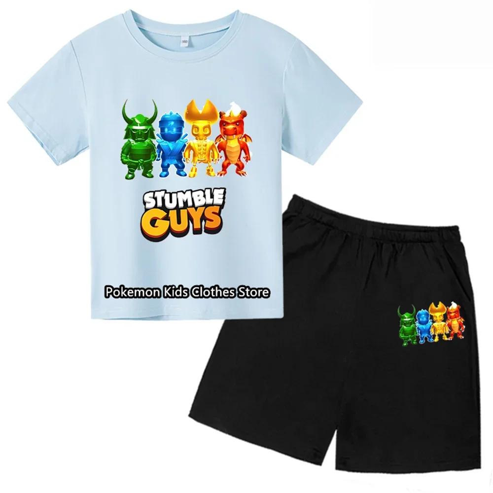 

2025 New Stumble Guys TShirt Set Boys Cartoon Banana Casual Short Sleeve Tops Kids Girls Clothes Games T-Shirts Y2k Teen Tops 160