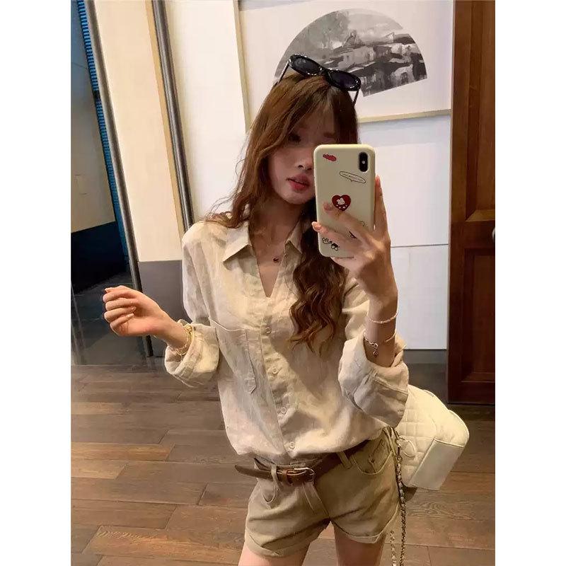 Women's French Retro Long Sleeve Shirt - 2026 Spring Collection, Loose-Fit, Classic Style
