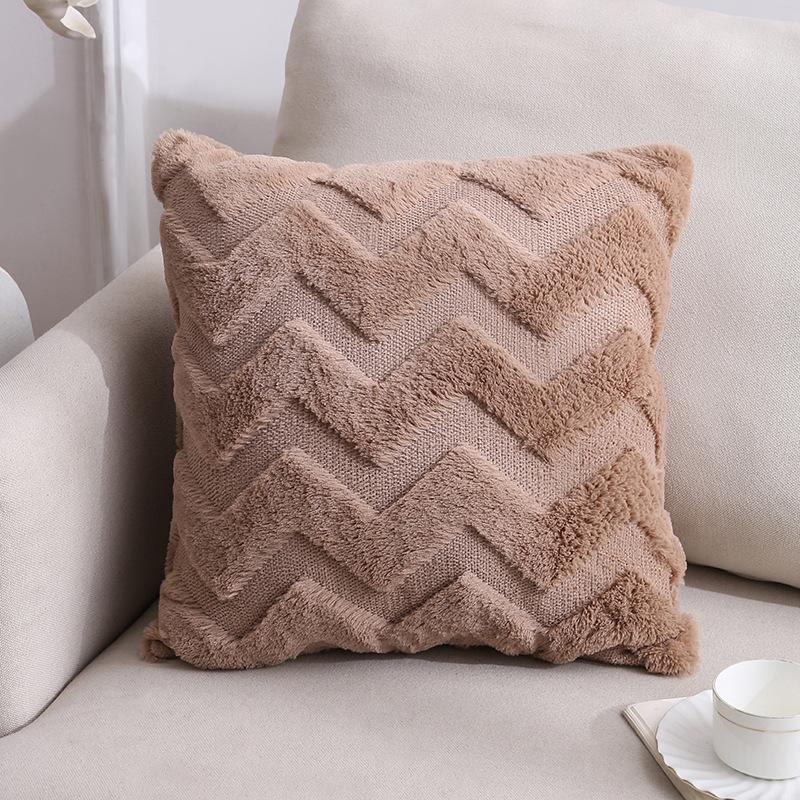 Latest 45x45cm Plush-touch Throw Pillow Covers Solid Color Square Bolster Wool Pillow Case For Sofa Bedroom Car Cusihion Cover Decorative