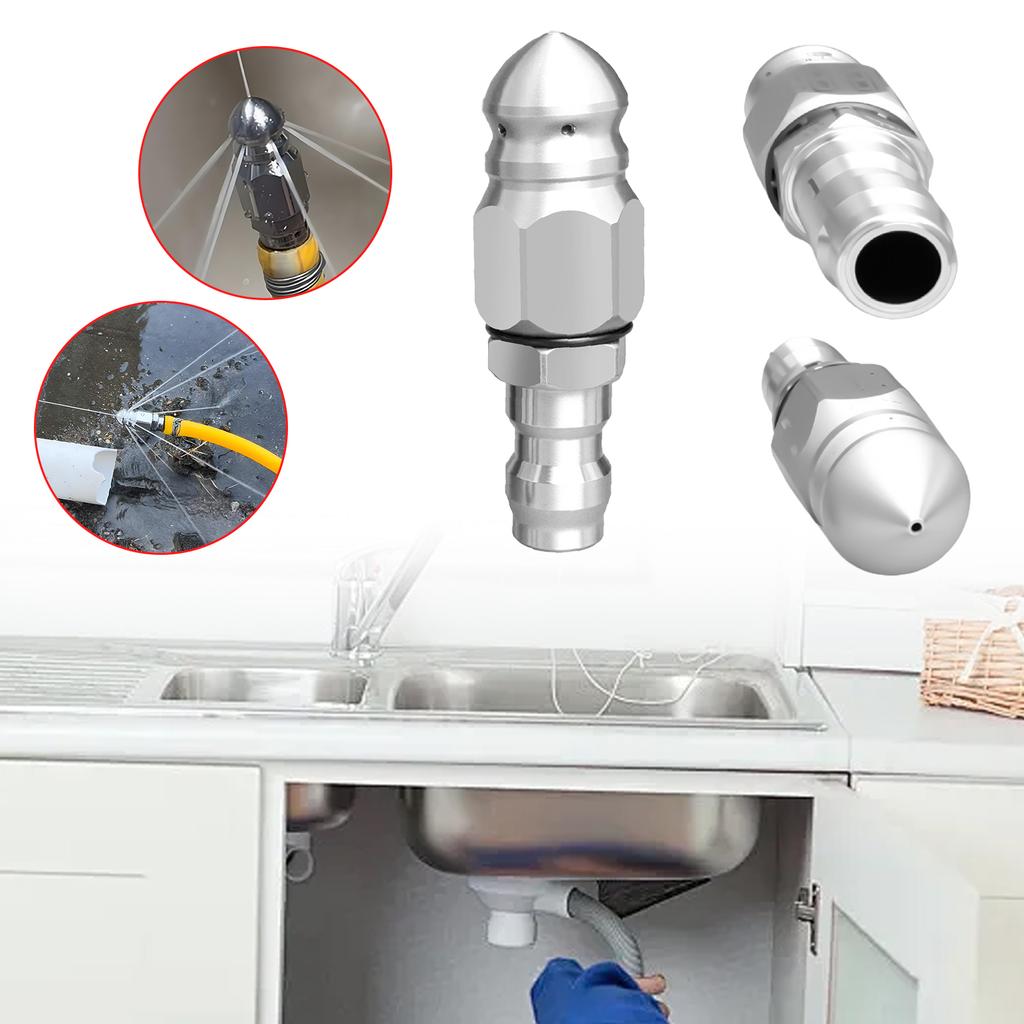 Pressure Washer Sewer Jetter Nozzle with 1/4inch Quick Connector Stainless Steel Sewer Jetter Nozzle for Roof and Path Cleaning