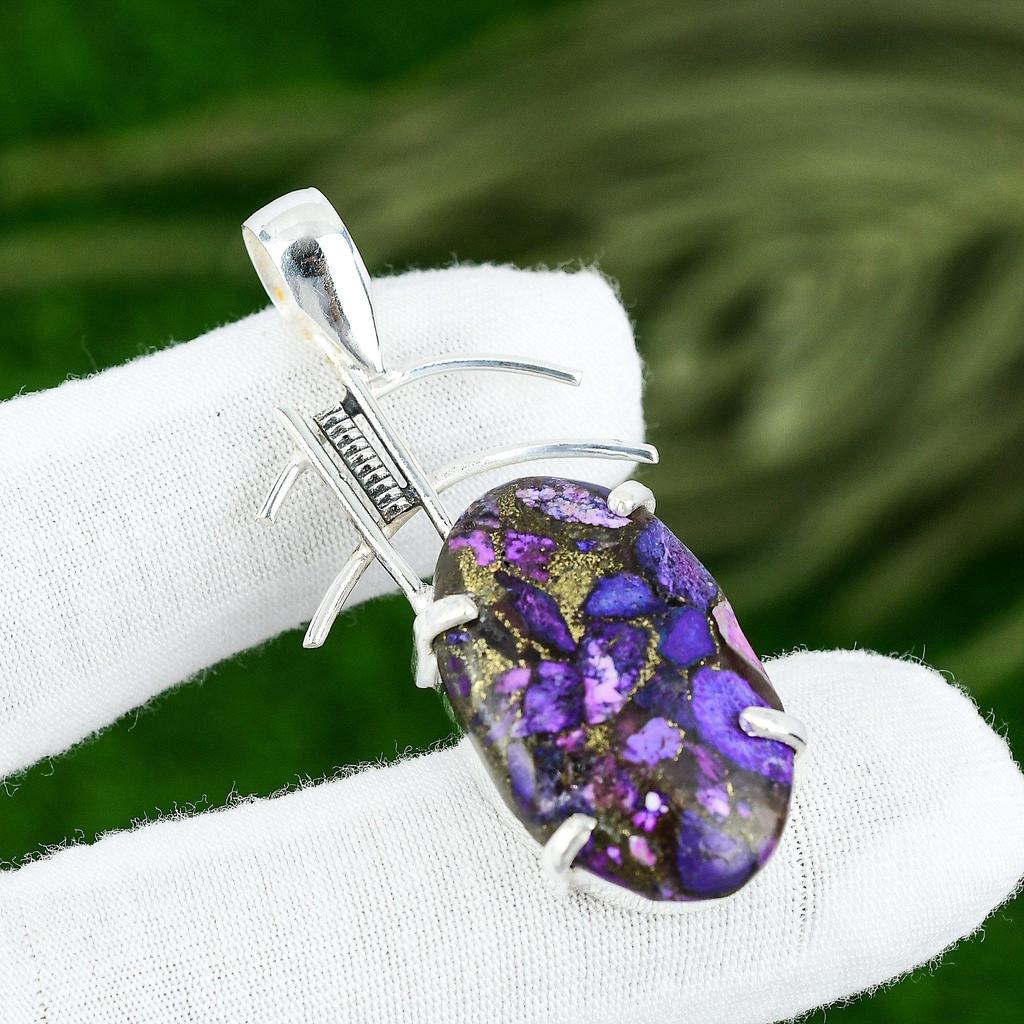 Copper Purple Turquoise Gemstone 925 Silver Wedding December New Pendant Jewelry
