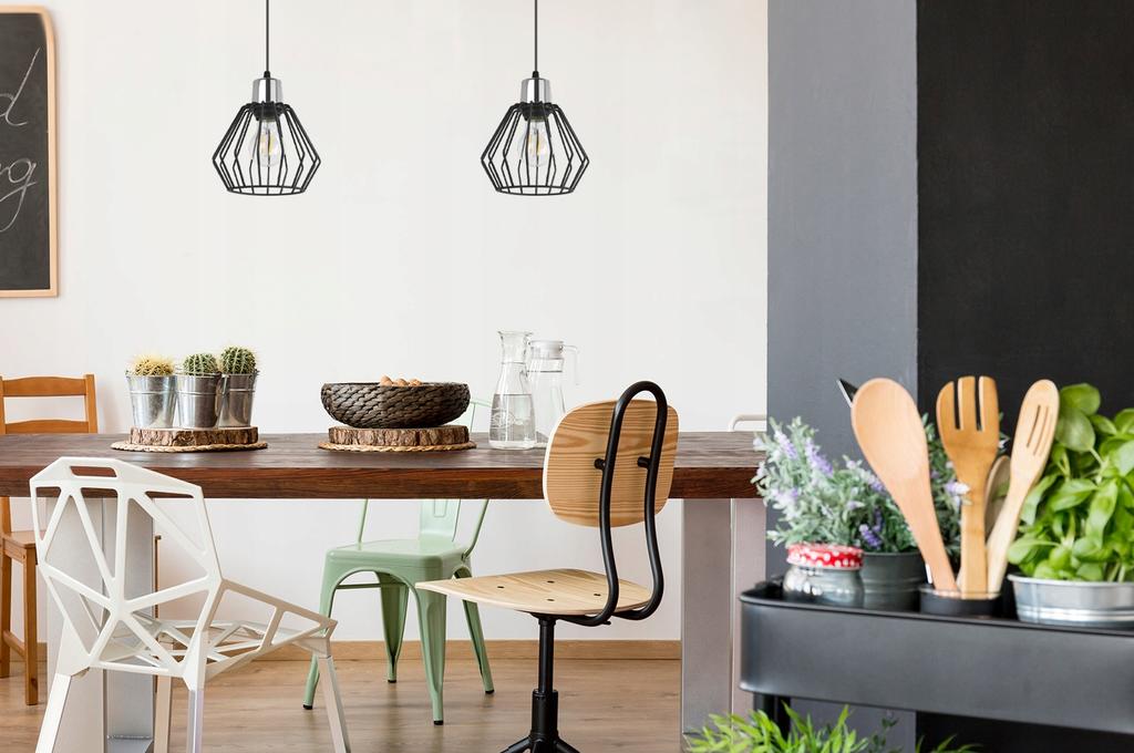 Hanging Lamp, Ceiling Chandelier, Wire Shade, Led