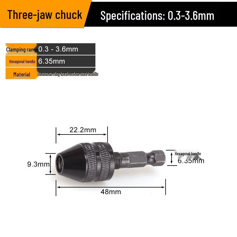 

Сверло с шестигранным хвостовиком, трехкулачковым патроном и удлинителем с круглым хвостовиком для электрической дрели-шлифмашины.