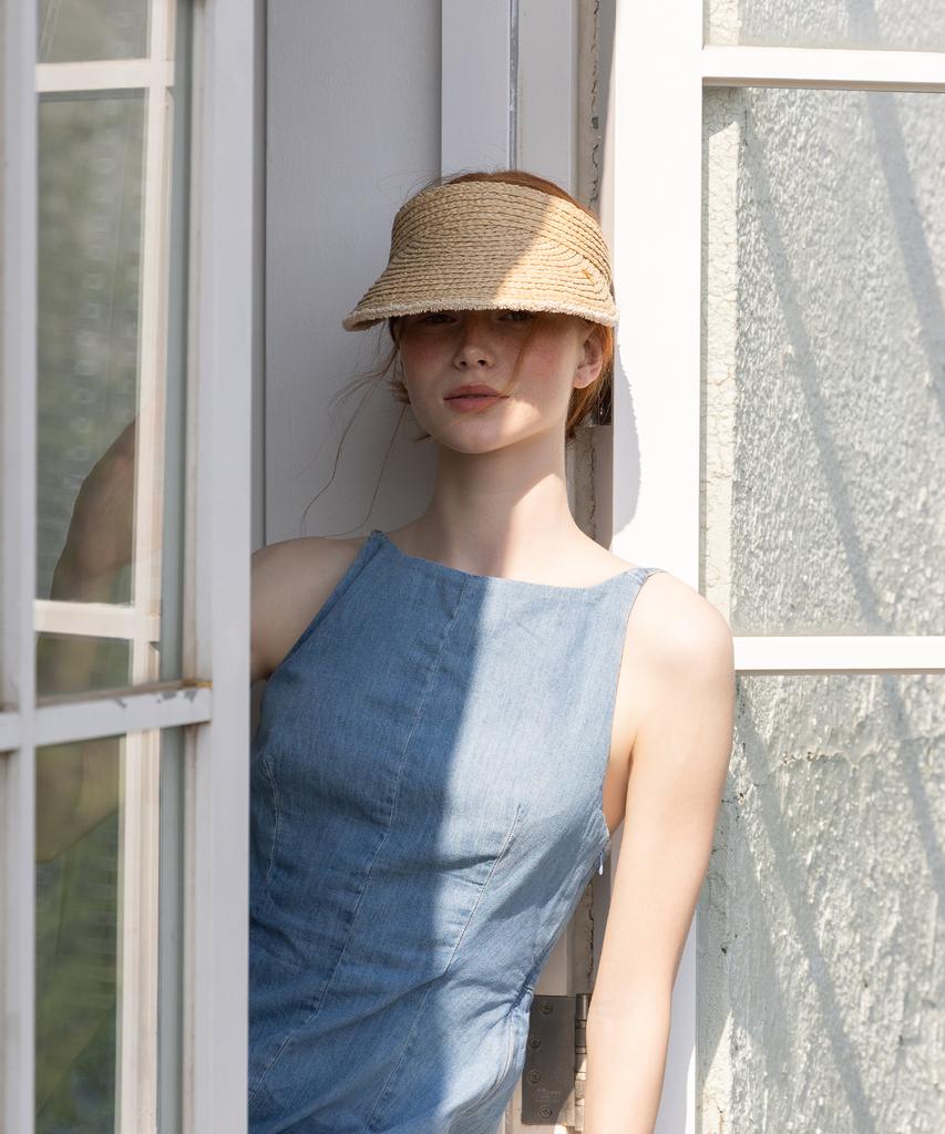 Tatiana Greek Velcro Natural Raffia Sun Visor Ht8181