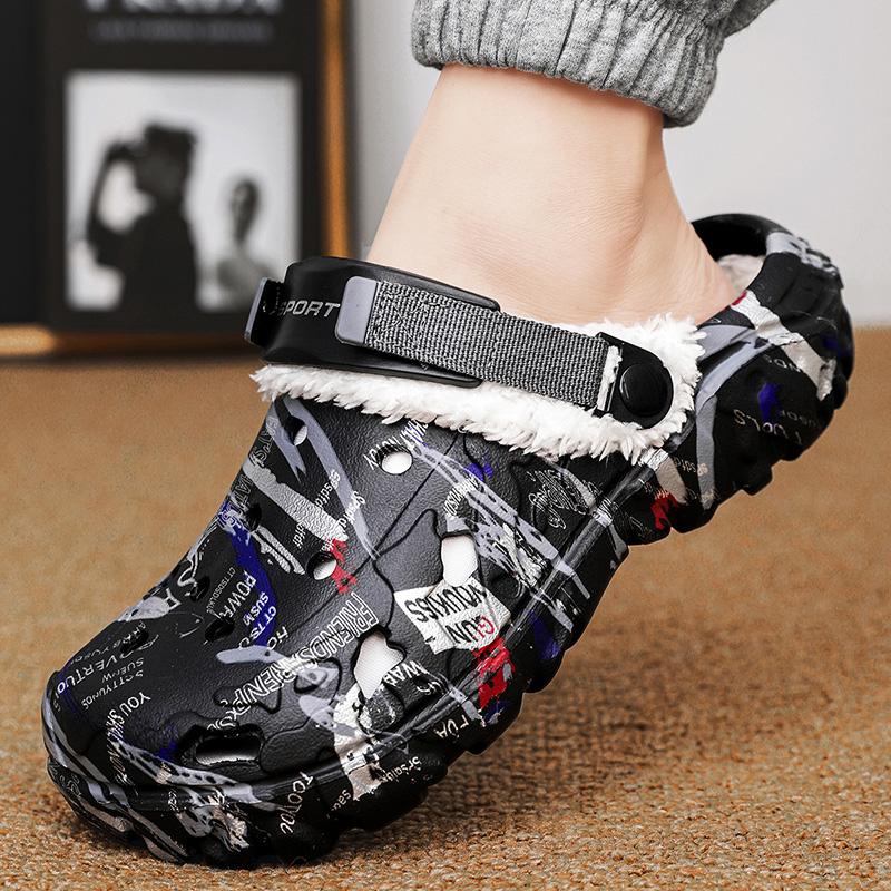 Winter Men'S Slippers, Warm Plush Slippers, Soft Household Cotton Shoes, Casual Outdoor Comfortable Plush Slippers